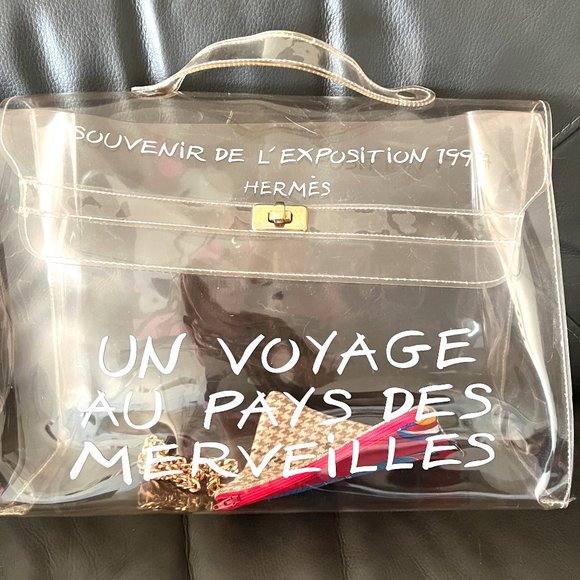 Authentic Limited Edition Hermes Clear Vinyl Kelly Bag 40 Souvenir - Picture 2 of 8